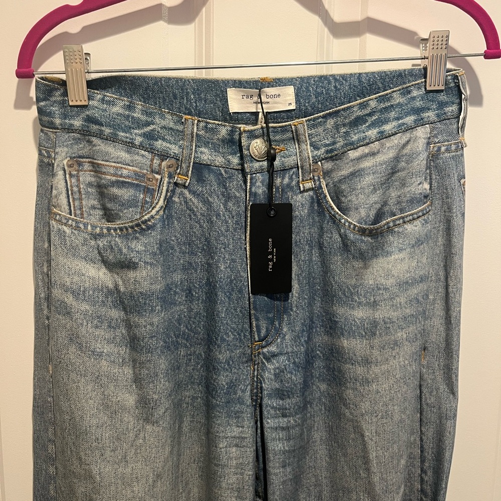 NWT Rag and Bone Dara Liquid Miramar Pant Jean Light/Med Blue Distress Size 25 - Picture 5 of 12